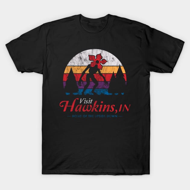 Visit Hawkins - Vintage Distressed - Demogorgon T-Shirt by Nemons